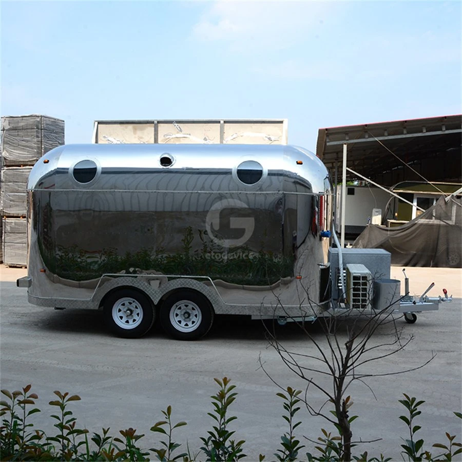 Europe Fashionable Airstream Food Trailer Stainless Steel Fast Food Truck with CE Food Cart