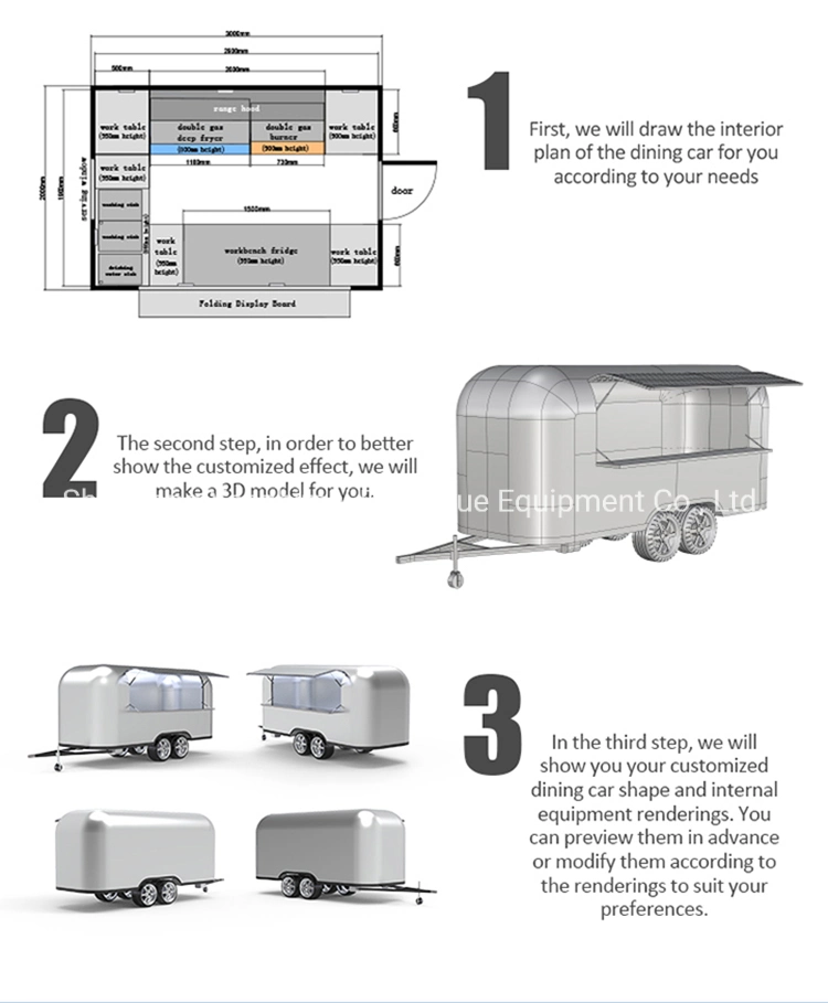 Europe Airstream Camper Trailer Travel Caravan Mobile Food Cart Food Truck for Sale